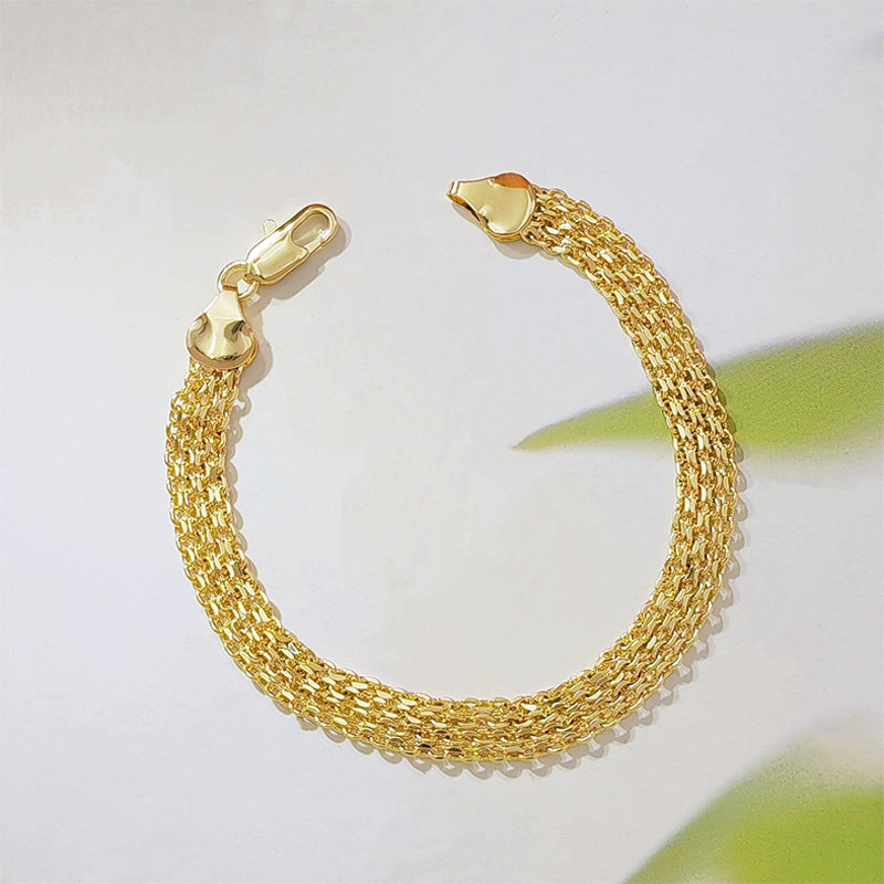 🎉 LIMITED TIME 50% OFF! ✨ 14K Gold-Plated Wide Woven Mesh Bracelet – Elegant Statement Piece, Lightweight & Hypoallergenic ✨
