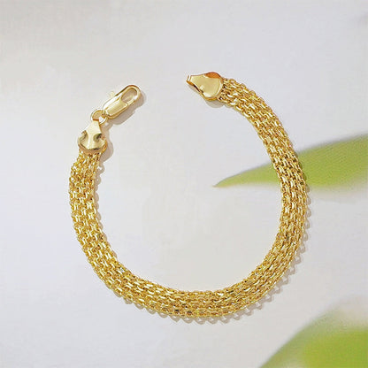 🎉 LIMITED TIME 50% OFF! ✨ 14K Gold-Plated Wide Woven Mesh Bracelet – Elegant Statement Piece, Lightweight & Hypoallergenic ✨