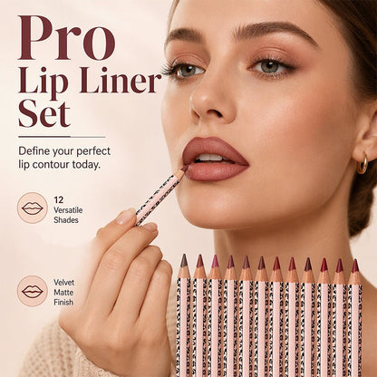 💄 Define & Hold All Day – 12-Color Matte Lip Liner Set, Smudge-Proof & Long-Lasting.