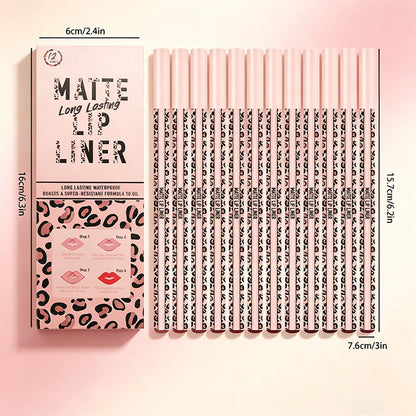 💄 Define & Hold All Day – 12-Color Matte Lip Liner Set, Smudge-Proof & Long-Lasting.