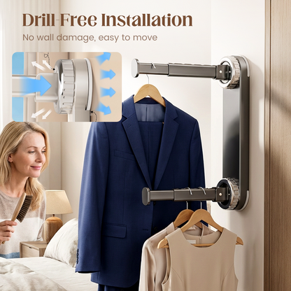 📢📢40% OFF !! ⏰ Foldable Telescopic Suction-Cup Hanger Rack – No-Drill Retractable Clothes Drying Pole