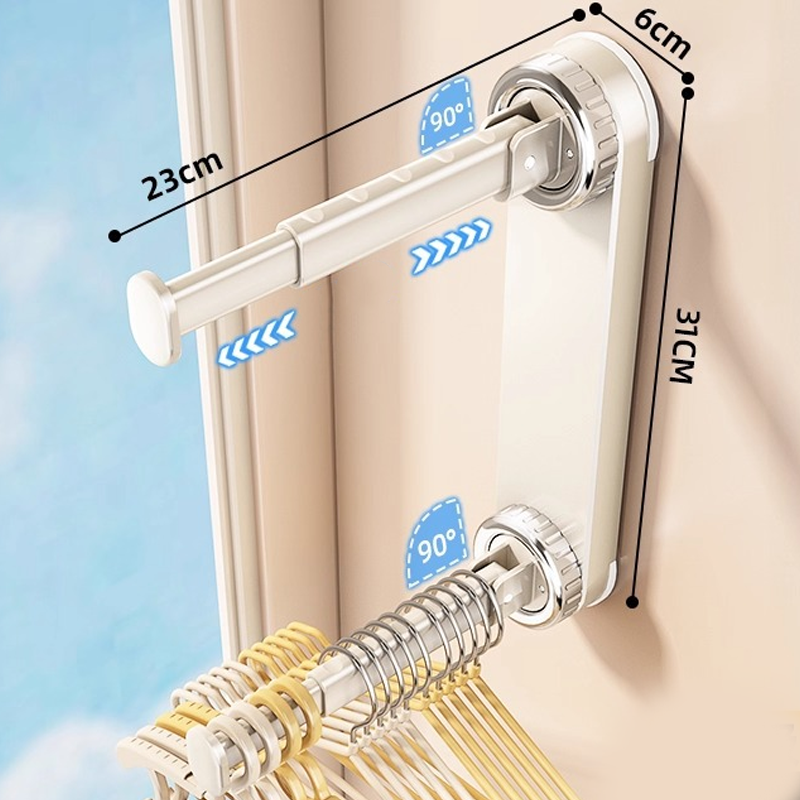 📢📢40% OFF !! ⏰ Foldable Telescopic Suction-Cup Hanger Rack – No-Drill Retractable Clothes Drying Pole