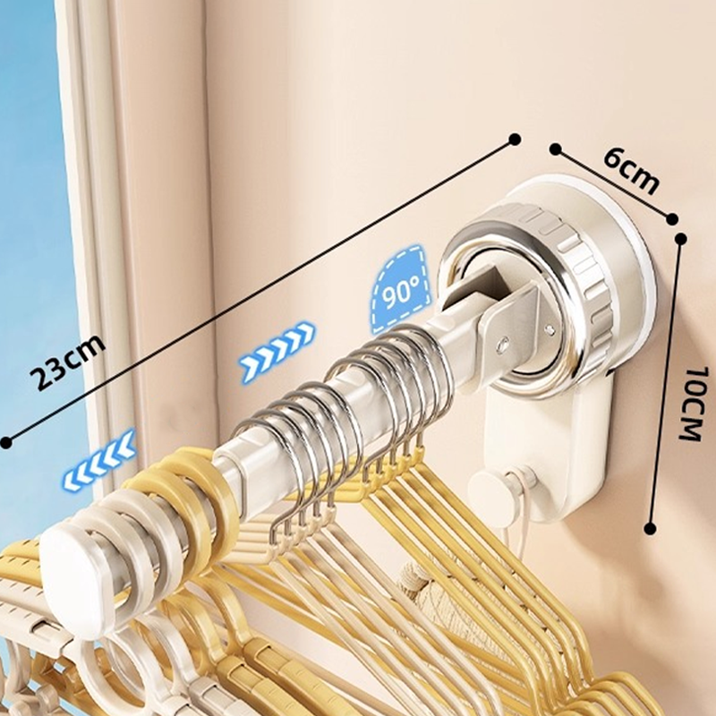 📢📢40% OFF !! ⏰ Foldable Telescopic Suction-Cup Hanger Rack – No-Drill Retractable Clothes Drying Pole