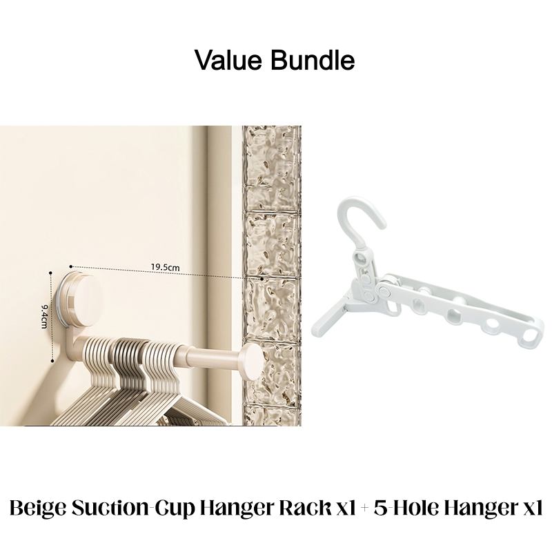 📢📢40% OFF !! ⏰ Foldable Telescopic Suction-Cup Hanger Rack – No-Drill Retractable Clothes Drying Pole