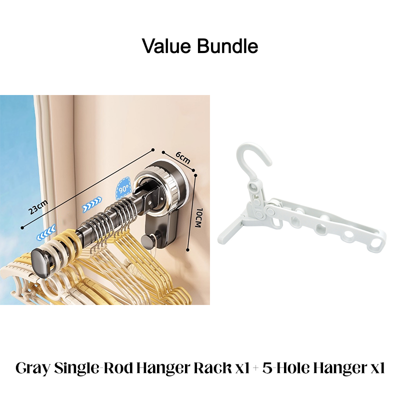 📢📢40% OFF !! ⏰ Foldable Telescopic Suction-Cup Hanger Rack – No-Drill Retractable Clothes Drying Pole