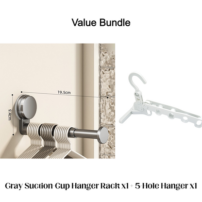 📢📢40% OFF !! ⏰ Foldable Telescopic Suction-Cup Hanger Rack – No-Drill Retractable Clothes Drying Pole