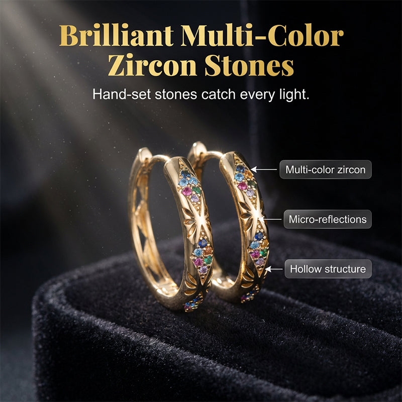 📢📢30% OFF !! ⏰ Sparkling Zircon Hollow Hoop Earrings