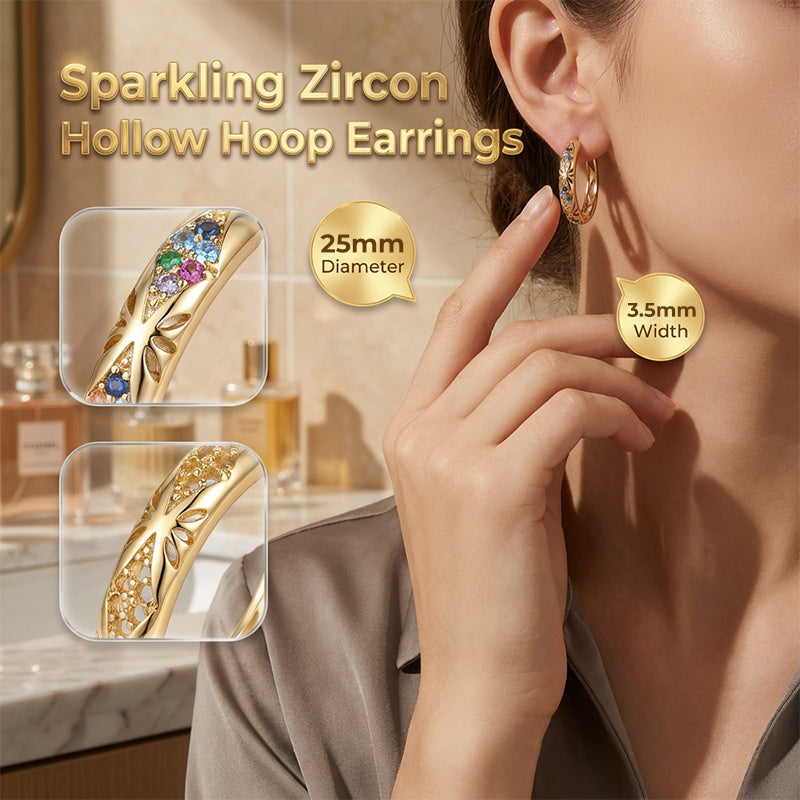 📢📢30% OFF !! ⏰ Sparkling Zircon Hollow Hoop Earrings