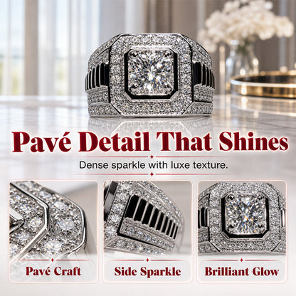 Elegant Sparkly Square Halo Ring