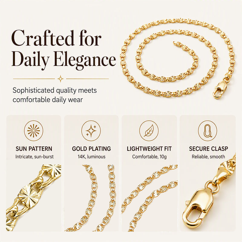 💫 Women's Elegant Gold Plated Flat Chain Necklace – Timeless Shine, Premium Finish & Versatile Daily Wear – A Must-Have Accessory for Every Woman 💖