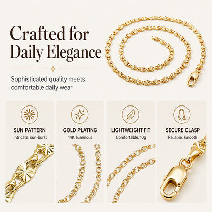 💫 Women's Elegant Gold Plated Flat Chain Necklace – Timeless Shine, Premium Finish & Versatile Daily Wear – A Must-Have Accessory for Every Woman 💖