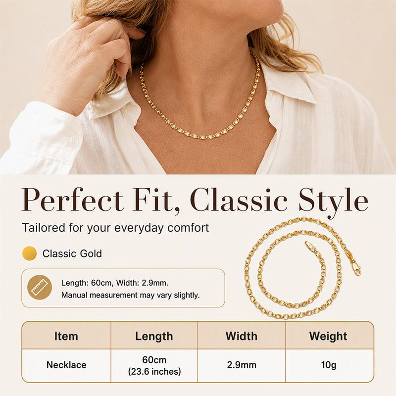 💫 Women's Elegant Gold Plated Flat Chain Necklace – Timeless Shine, Premium Finish & Versatile Daily Wear – A Must-Have Accessory for Every Woman 💖