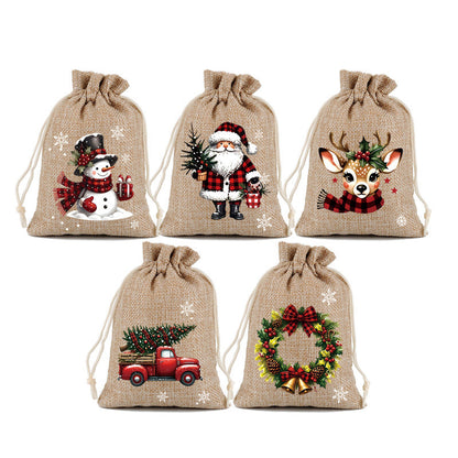 🎁 Christmas Drawstring Gift Bags – Festive Santa & Reindeer Prints, Double Drawstring Closure & Durable Fabric – Holiday Cheer in Every Gift ✨