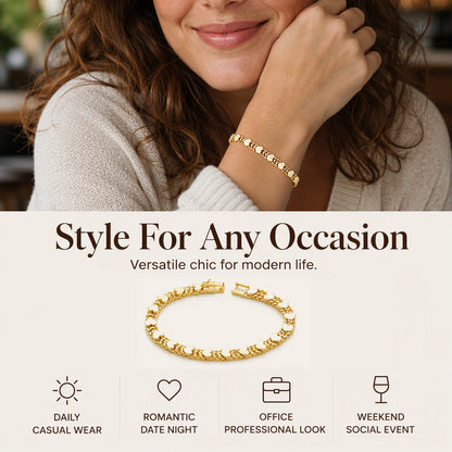 ✨ Women’s Elegant Heart Link Bracelet – Dainty Romantic Design, Adjustable Chain ✨