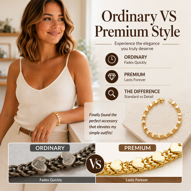 ✨ Women’s Elegant Heart Link Bracelet – Dainty Romantic Design, Adjustable Chain ✨