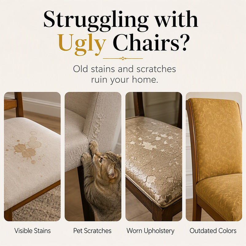 🪑 ✨ Washable Stretch Chair Cover – Baroque Gilded Print, High‑Density Elastic Fabric ✨