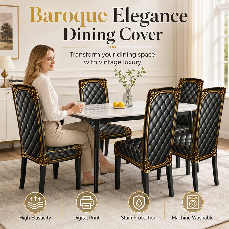 🪑 ✨ Washable Stretch Chair Cover – Baroque Gilded Print, High‑Density Elastic Fabric ✨