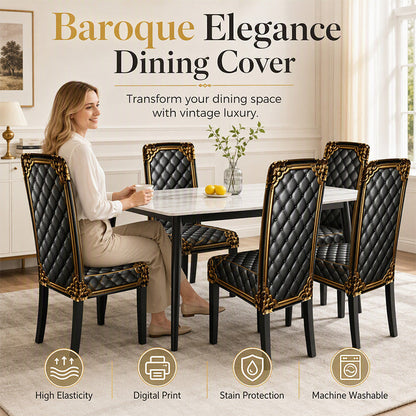 🪑 ✨ Washable Stretch Chair Cover – Baroque Gilded Print, High‑Density Elastic Fabric ✨