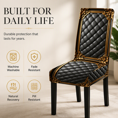 🪑 ✨ Washable Stretch Chair Cover – Baroque Gilded Print, High‑Density Elastic Fabric ✨