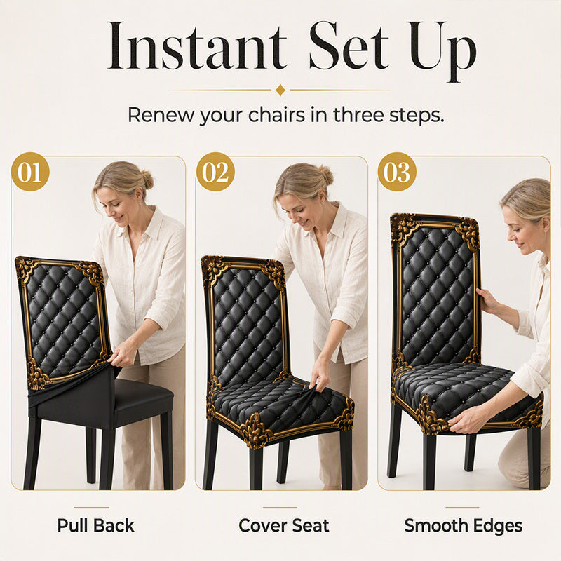 🪑 ✨ Washable Stretch Chair Cover – Baroque Gilded Print, High‑Density Elastic Fabric ✨
