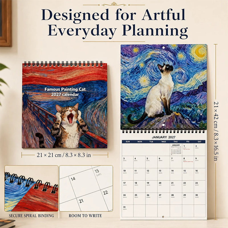 🐱 📅 19,842 Sold – 2027 Funny Cat Meme Calendar – Cheerful Painterly Art, Easy Monthly Planning & Gift-Ready 🎁