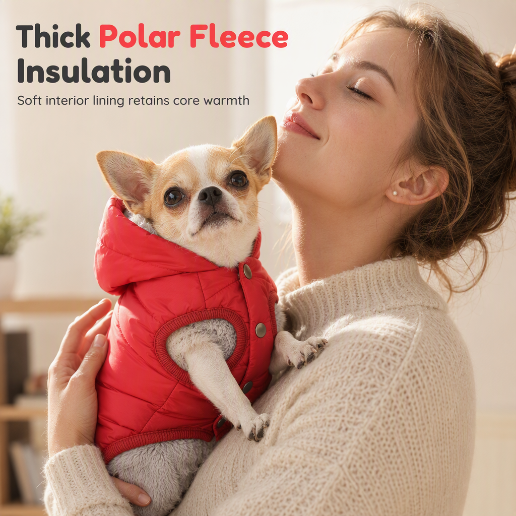 🐕 Save 50%! 🧥 Hooded Dog Coat – Fleece‑lined, windproof & built‑in harness ✨