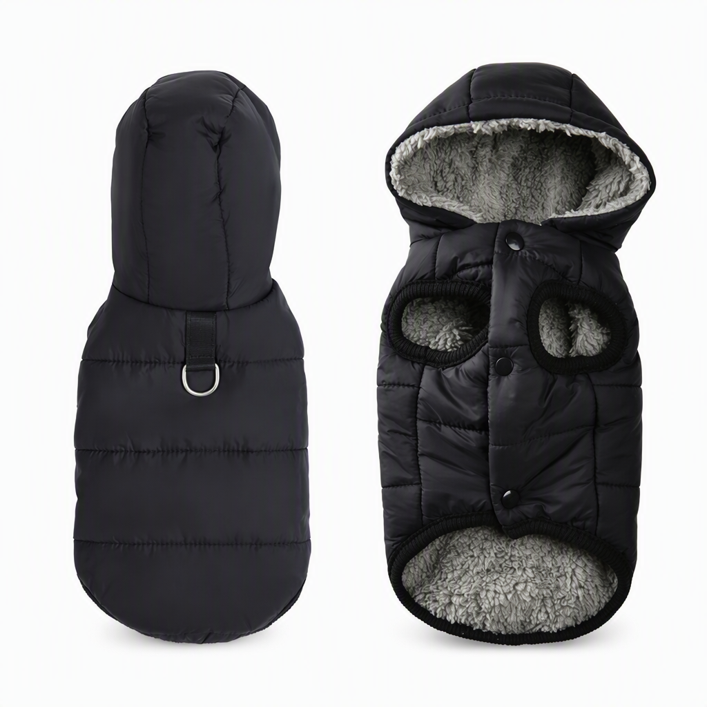 🐕 Save 50%! 🧥 Hooded Dog Coat – Fleece‑lined, windproof & built‑in harness ✨