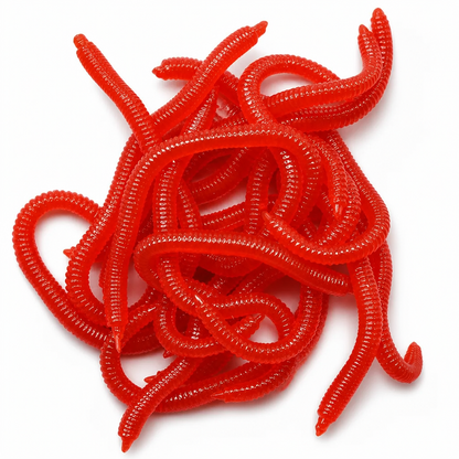Simulation Earthworm Soft Fishing Lures Shrimp Scented Artificial Worm Baits for Freshwater and Saltwater Pack of 50 or 100
