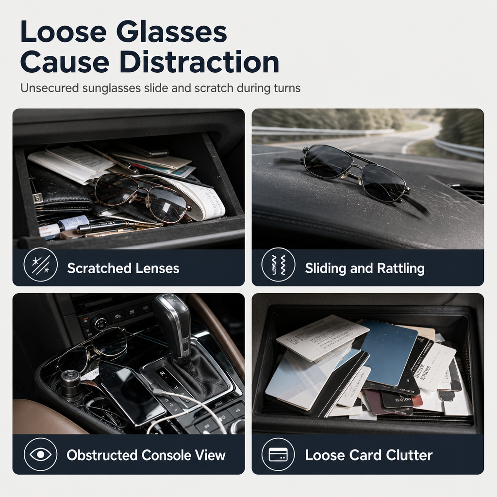 🕶️ Car Sunglasses Holder – Double clip & ticket card mount ✨