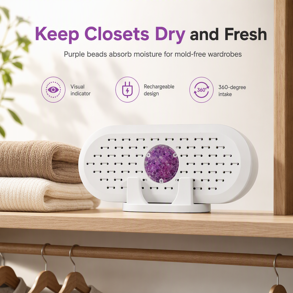 💧 50% Off Now ✨ Mini Reusable Dehumidifier — Silica Gel Beads & USB Drying ♻️