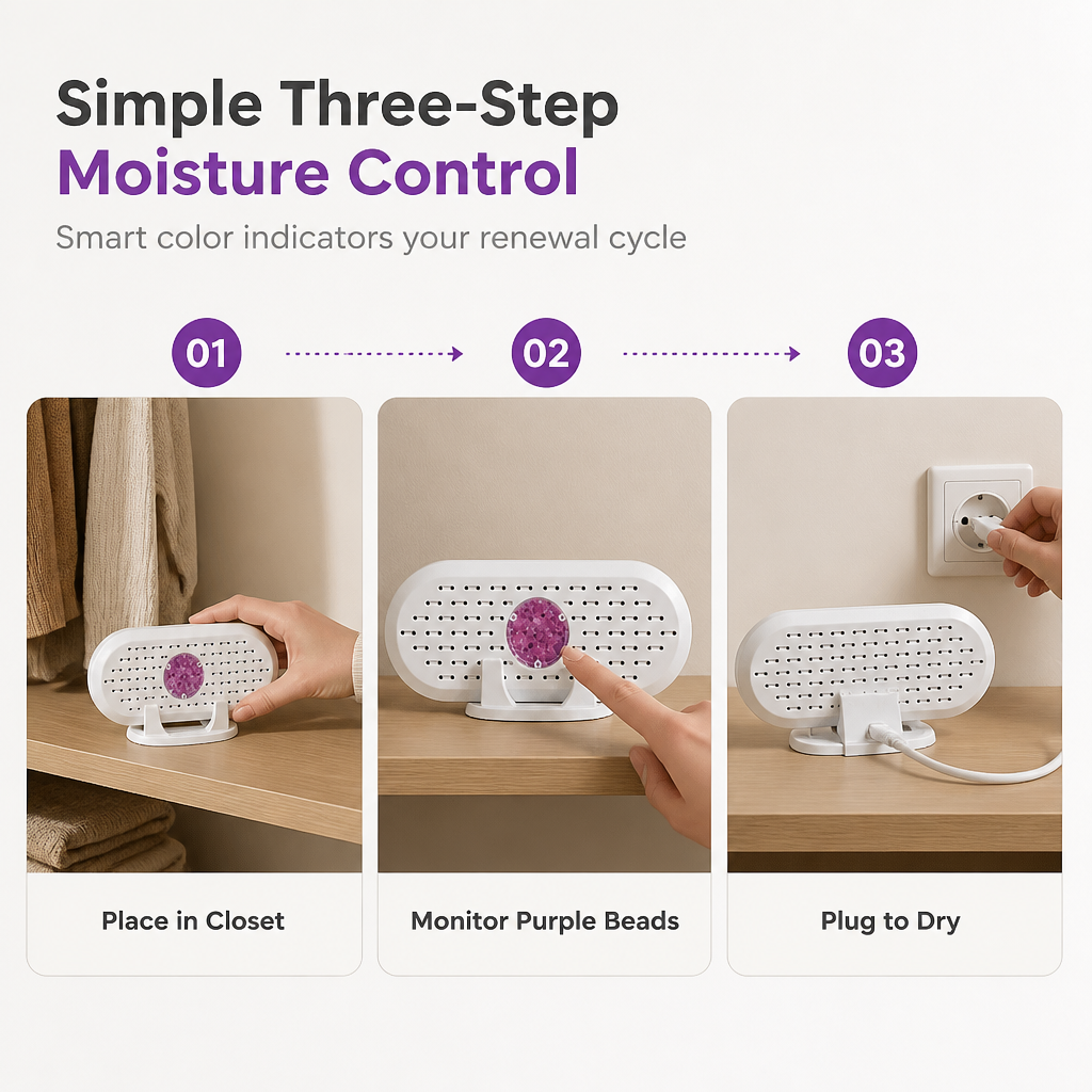 💧 50% Off Now ✨ Mini Reusable Dehumidifier — Silica Gel Beads & USB Drying ♻️