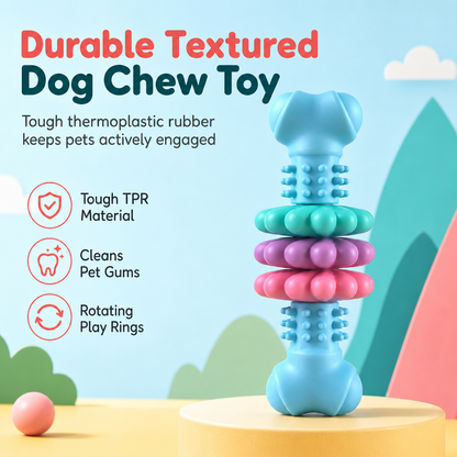 🐶 Durable TPR Bone Shaped Dog Chew Toy – Tough, Textured, Interactive ✨