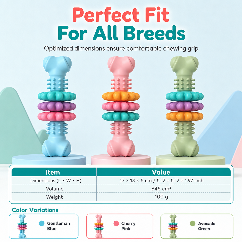 🐶 Durable TPR Bone Shaped Dog Chew Toy – Tough, Textured, Interactive ✨