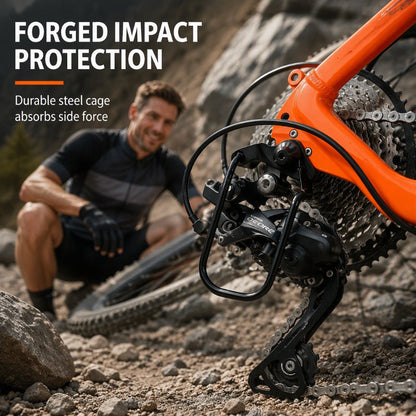 🚲50% OFF NOW! Rear Derailleur Guard – Solid Steel Bicycle Derailleur Shield, Impact Resistant Anti-Rust Protector, Quick Install Universal Fit for Mountain Bikes
