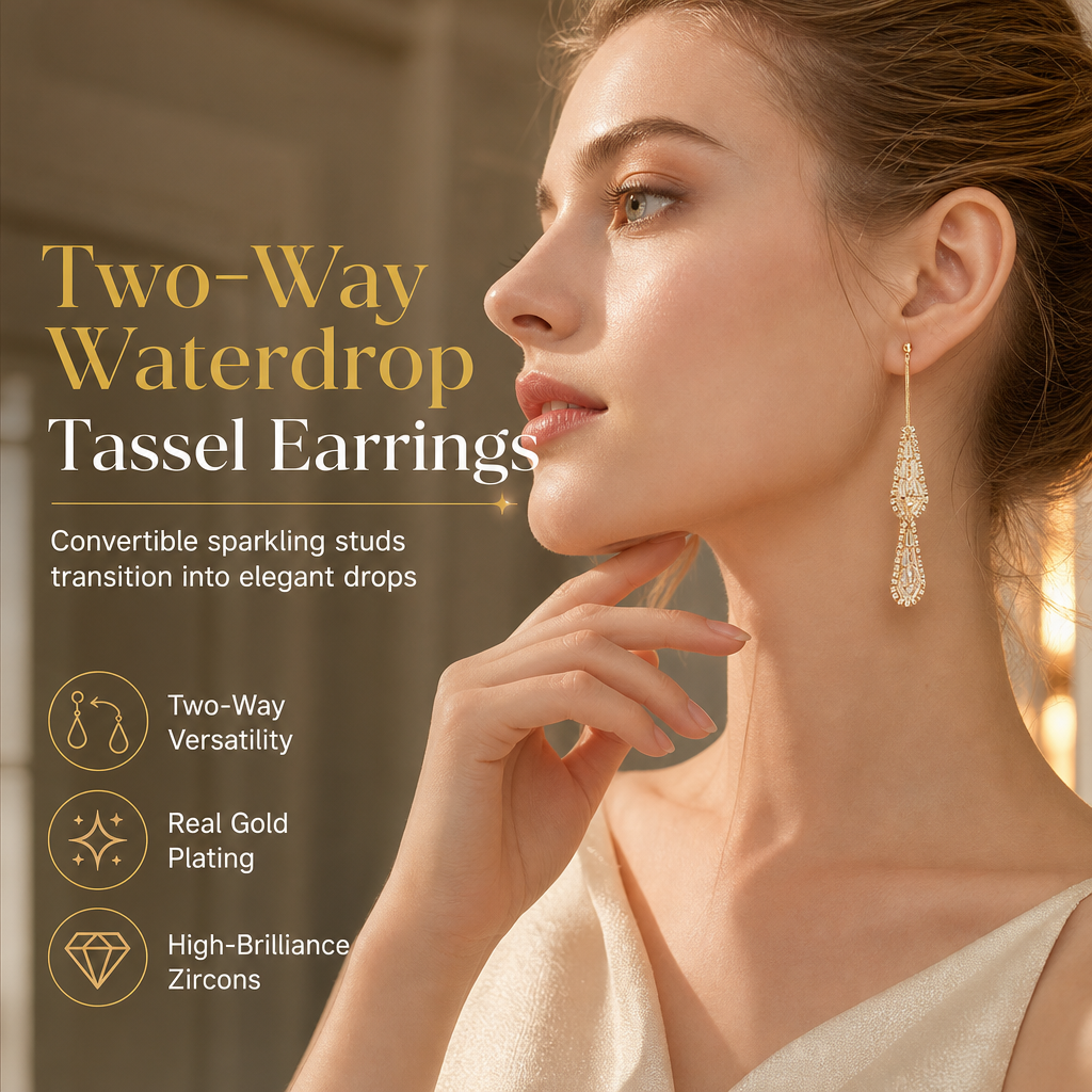 ⚡ Women's Dual Wear Zircon Tassel Earrings – Shiny, Elegant, Convertible 💫