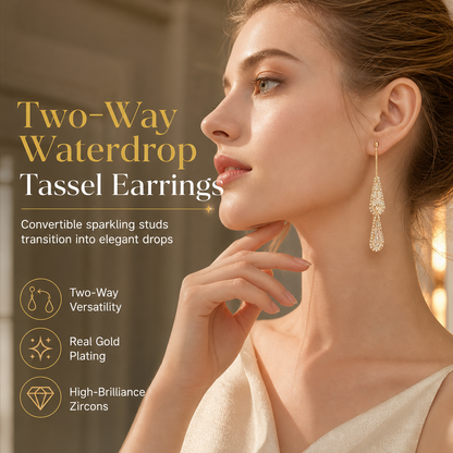 ⚡ Women's Dual Wear Zircon Tassel Earrings – Shiny, Elegant, Convertible 💫