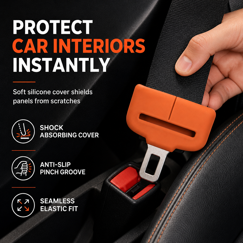 📢 BUY 1 GET 1 FREE! ✨ Universal Silicone Seat Belt Buckle Cover – Anti-collision, Anti-scratch, Noise Reduction 🚗