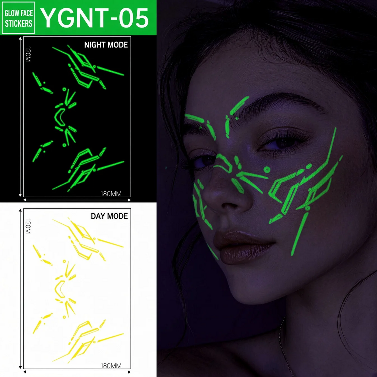 📢 BUY 1 GET 1 FREE !! ✨ Halloween Luminous Face Tattoo Stickers – Glow In Dark, Waterproof, Easy Apply 🎃