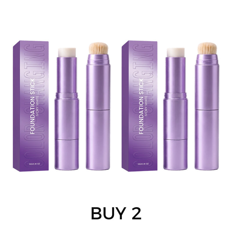 2-in-1 Color Changing Foundation Stick – Built-in Brush, Buildable Coverage, Portable 🤍