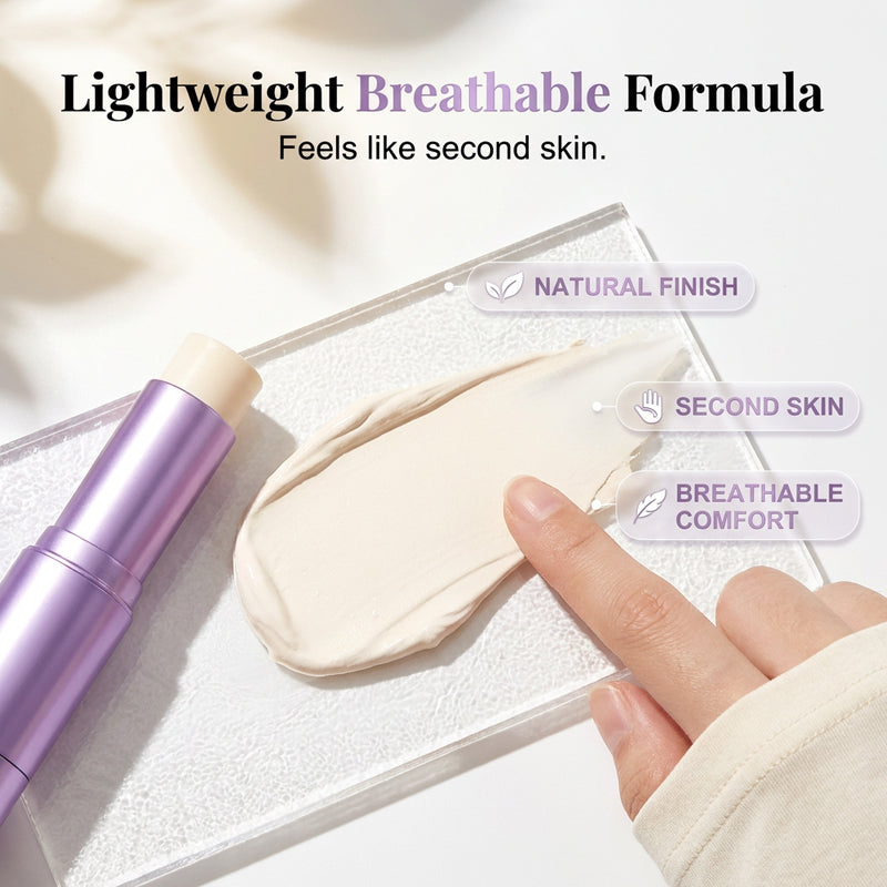 2-in-1 Color Changing Foundation Stick – Built-in Brush, Buildable Coverage, Portable 🤍