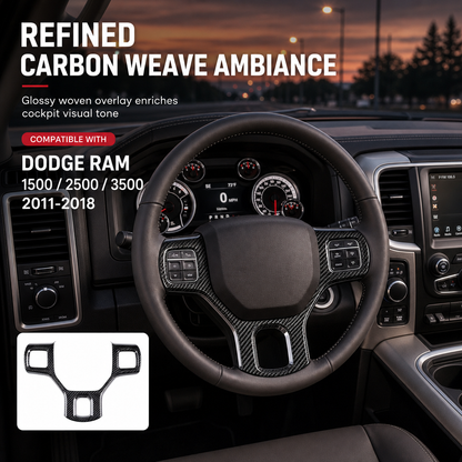 🚛 LIMITED-TIME 50% OFF! ✨ Steering Wheel Trim Cover For RAM Trucks – Carbon Look, Scratch-proof, Snap-on 🛠️