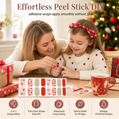 📢📢50% OFF !! ⏰ Christmas Glitter Nail Wraps – Waterproof, luminous & nail file included ✨