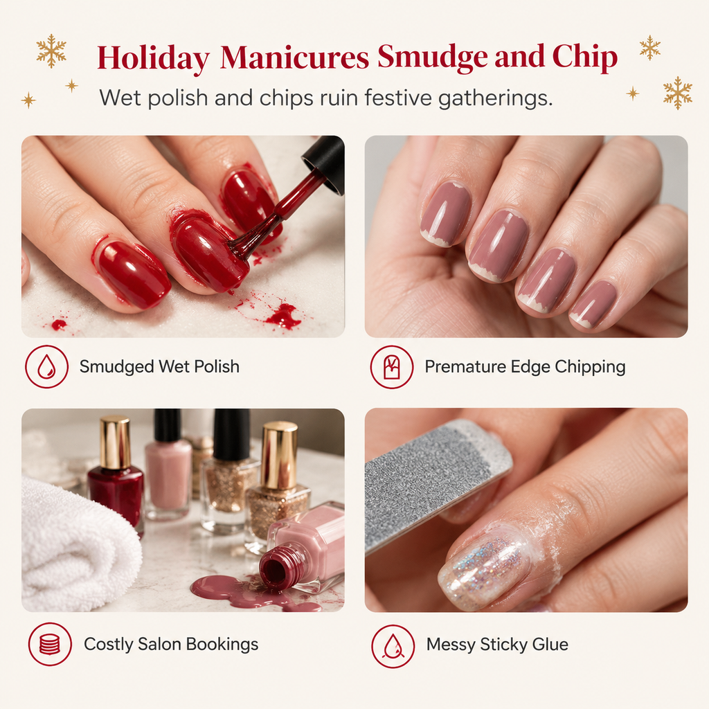 📢📢50% OFF !! ⏰ Christmas Glitter Nail Wraps – Waterproof, luminous & nail file included ✨