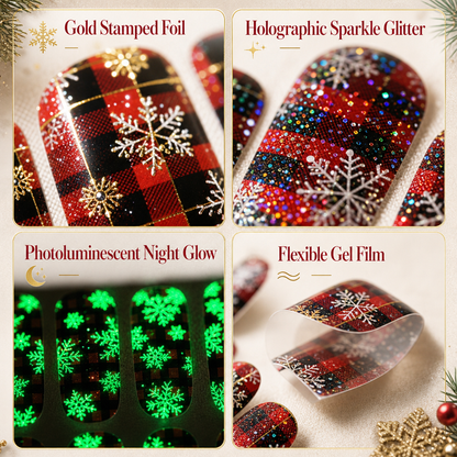 📢📢50% OFF !! ⏰ Christmas Glitter Nail Wraps – Waterproof, luminous & nail file included ✨
