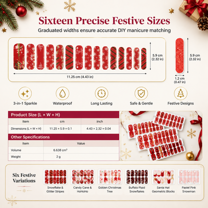 📢📢50% OFF !! ⏰ Christmas Glitter Nail Wraps – Waterproof, luminous & nail file included ✨