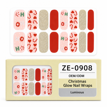 📢📢50% OFF !! ⏰ Christmas Glitter Nail Wraps – Waterproof, luminous & nail file included ✨