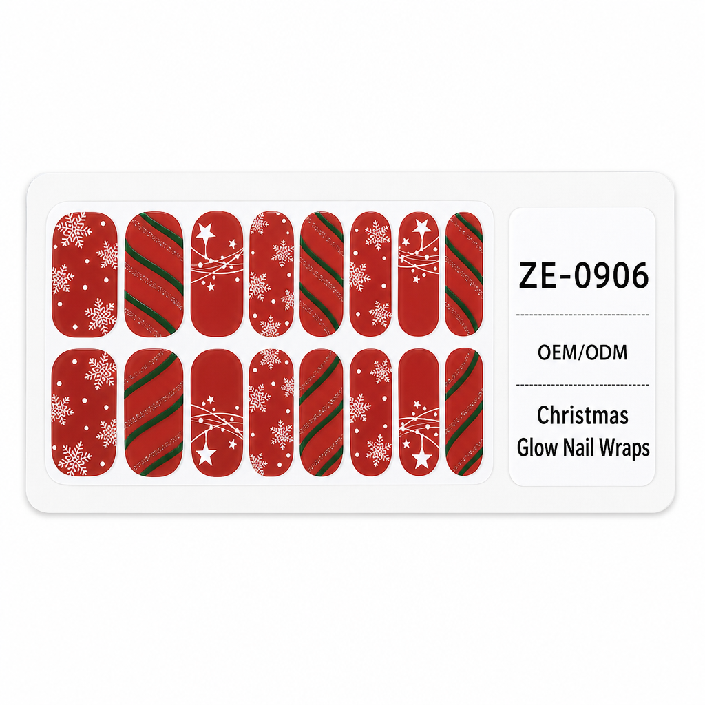 📢📢50% OFF !! ⏰ Christmas Glitter Nail Wraps – Waterproof, luminous & nail file included ✨