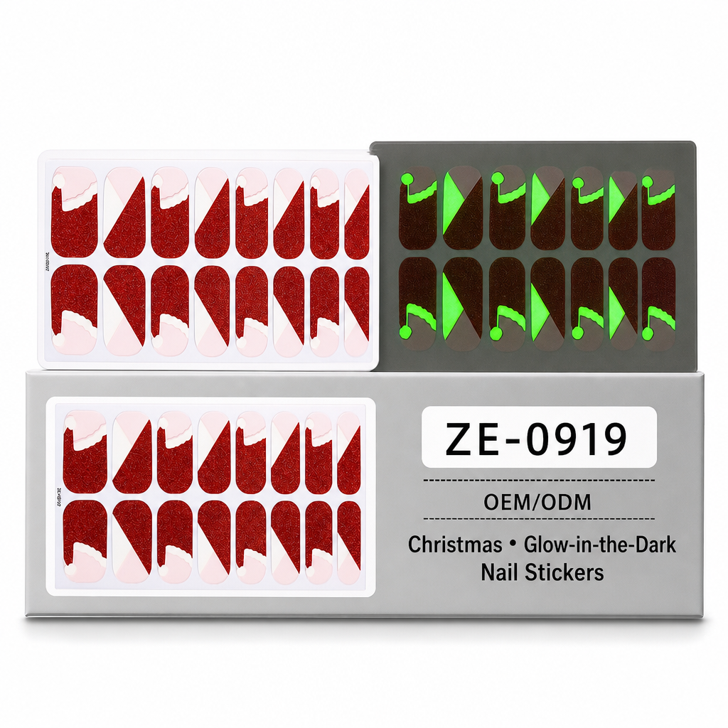 📢📢50% OFF !! ⏰ Christmas Glitter Nail Wraps – Waterproof, luminous & nail file included ✨