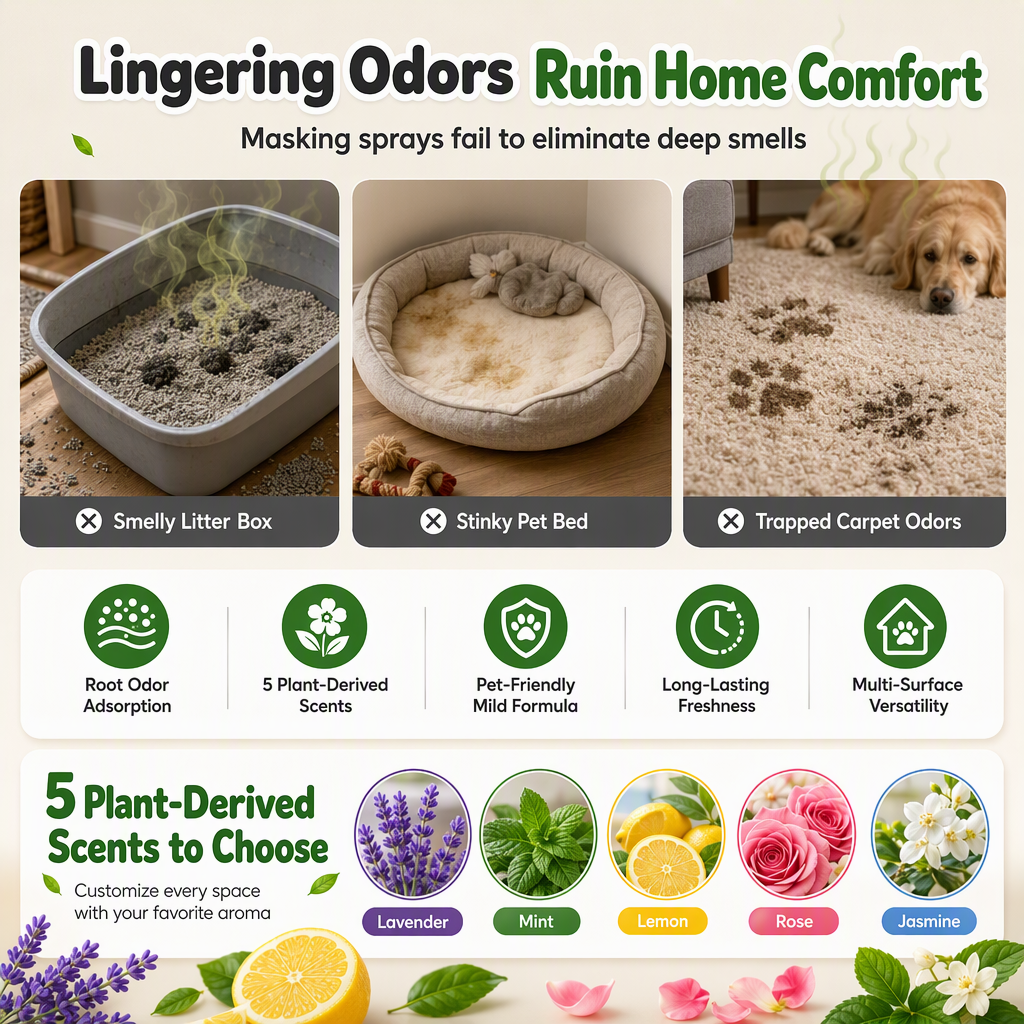 🐾 Cat Litter Deodorizing Granules – Easy Sprinkle-On Odor Control in Five Fresh Scents 🌿🏠