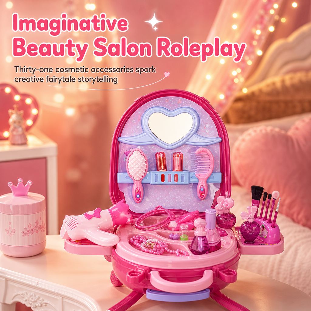 🧳 Kids' Pretend Makeup Vanity Suitcase – Portable dress-up fun for girls ✨